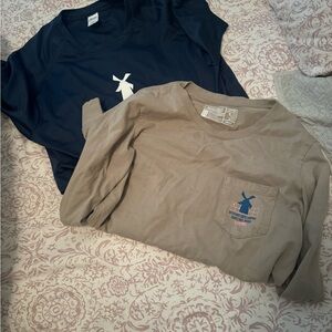 Dutch Bros Navy and Tan Windmill Tees